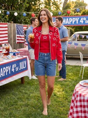 VNTG St. John Red, wt & blue Knit Jacket & Tank Set. 4th of july / Memorial Day